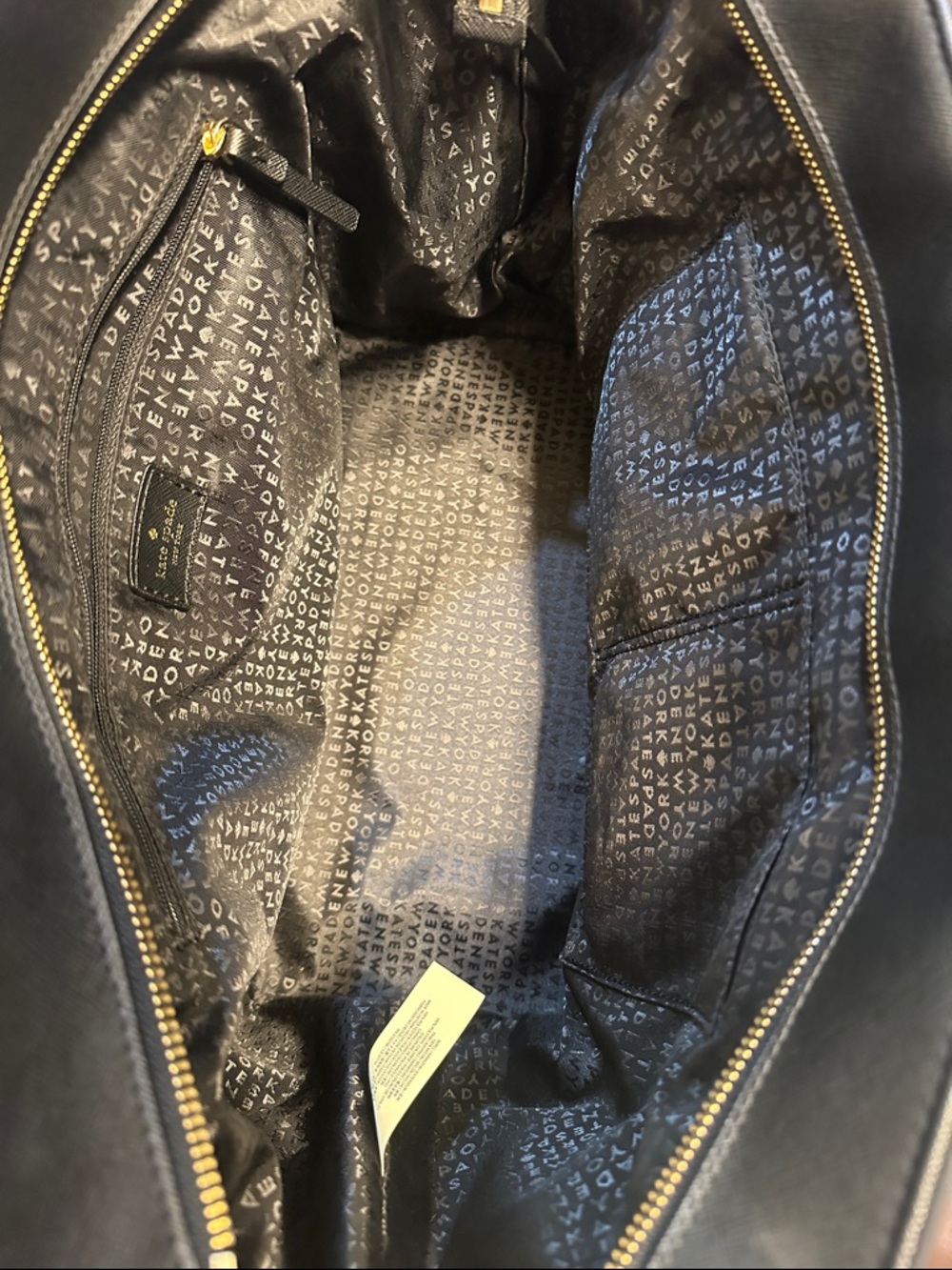 kate spade black nylon tote with gold logo plaque - Picture 3 of 6